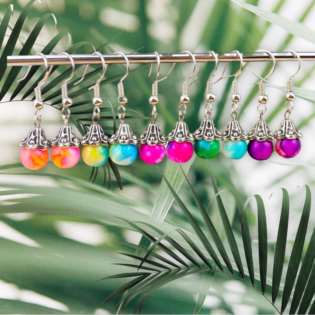 Tie-Dye Bead Earrings 3 Pair Mixed Tie-Dye 30$